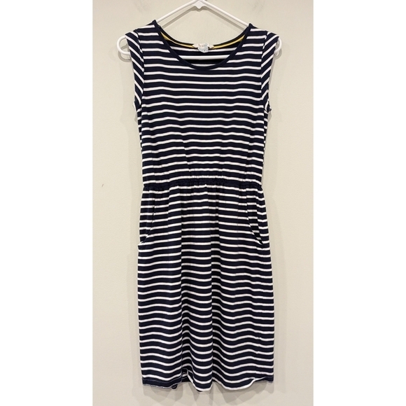 Boden Blackberry Mini Stripe Navy White Pocket Dress Size 4 Regular - Picture 1 of 8
